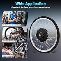 Vista 32 de Electric Bicycle Motor Kit, 48V 1000W/ 36V 250W/350W Bike Motor Kit Front/Rear Wheel E-Bike Conversion Kit Electric Bike Conversion Kit for 26"/20