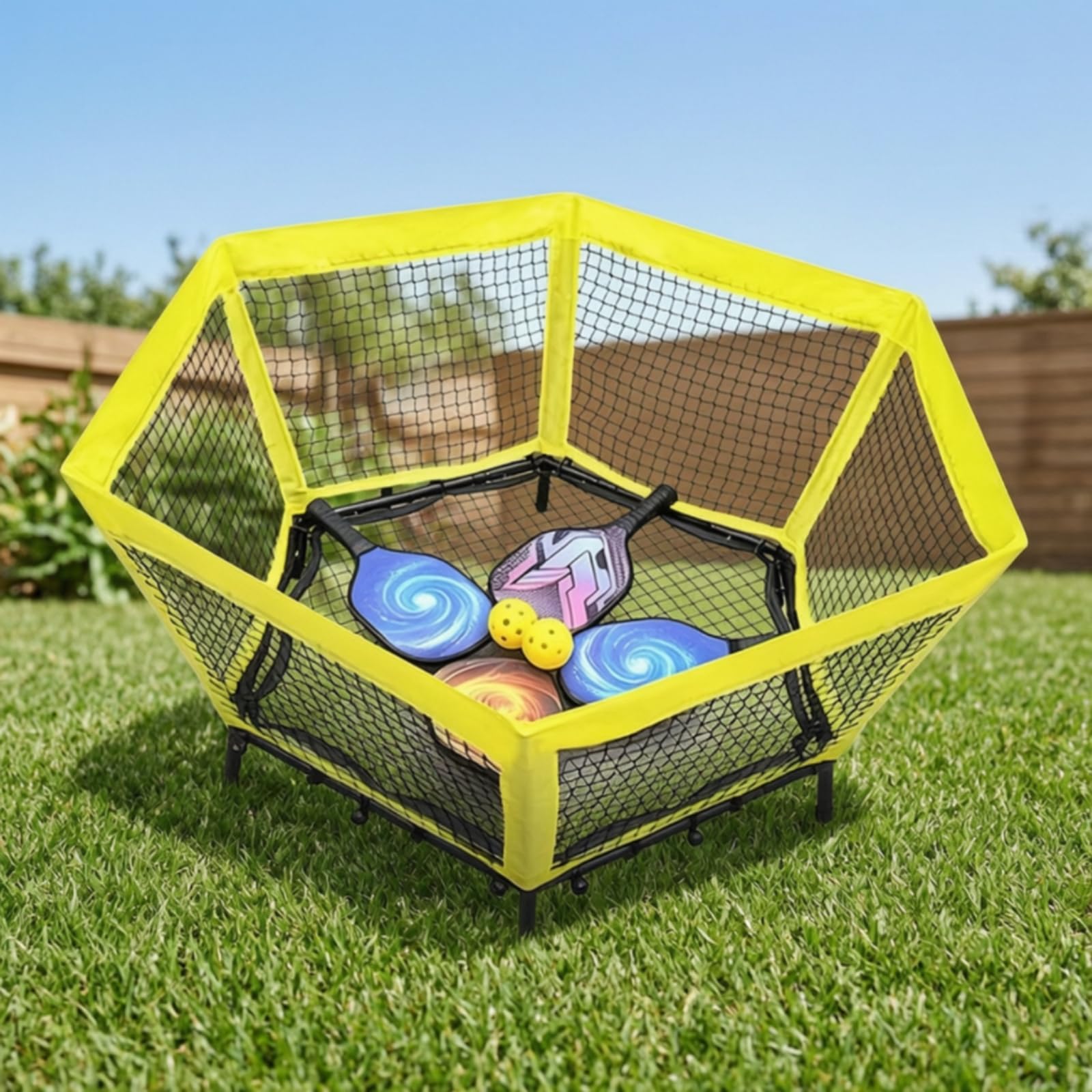 perfeclan Red Portátil de Entrenamiento Pickleball Red de Práctica Barrera Dianas Armado Rápido con Esquinas Reforzadas Marco de PVC y Tubos Metálicos para