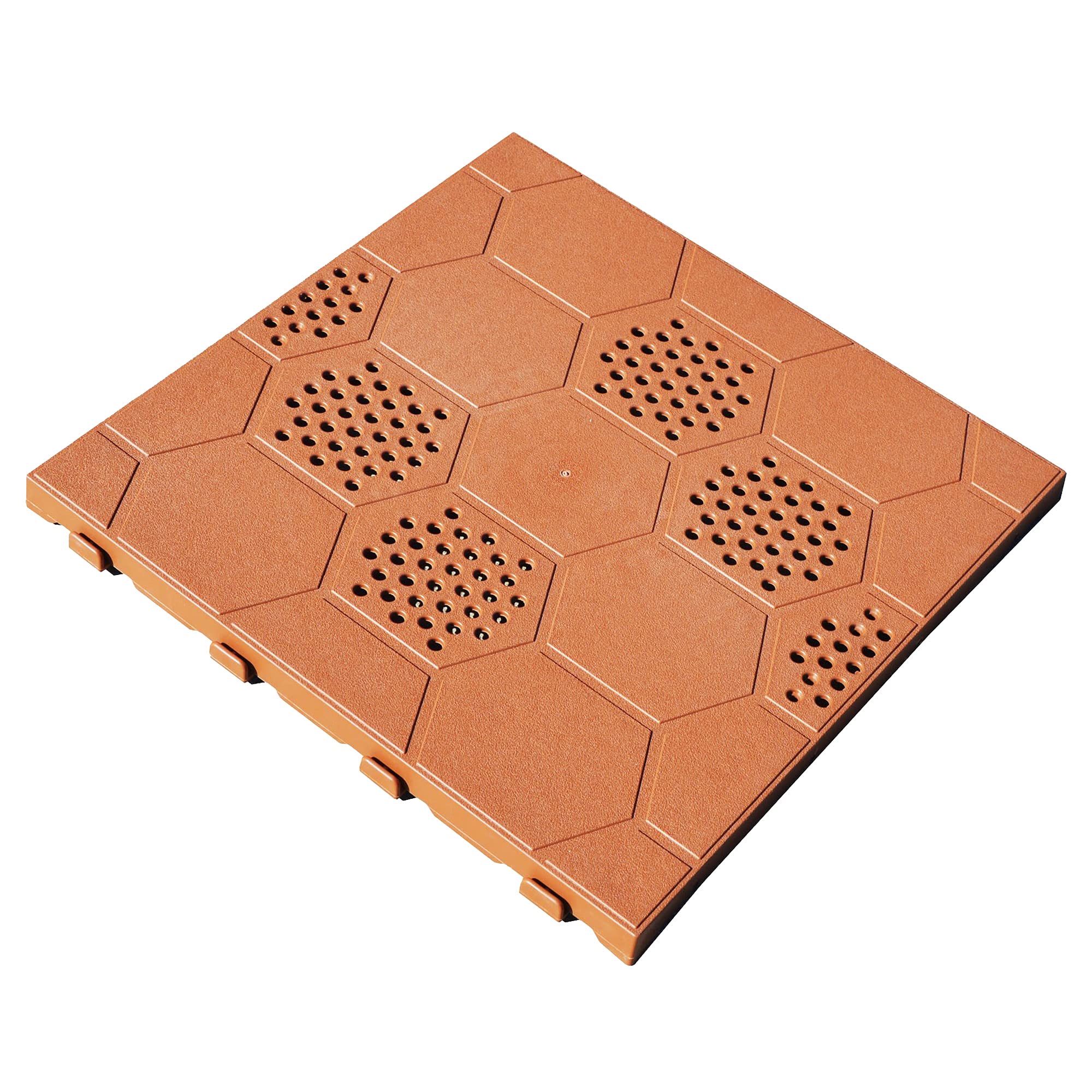 Confezione da 6 piastrelle di plastica per pavimento esterno di 39x39x2,5 cm. Superficie totale 0.9m². Collezione facile - Terracota