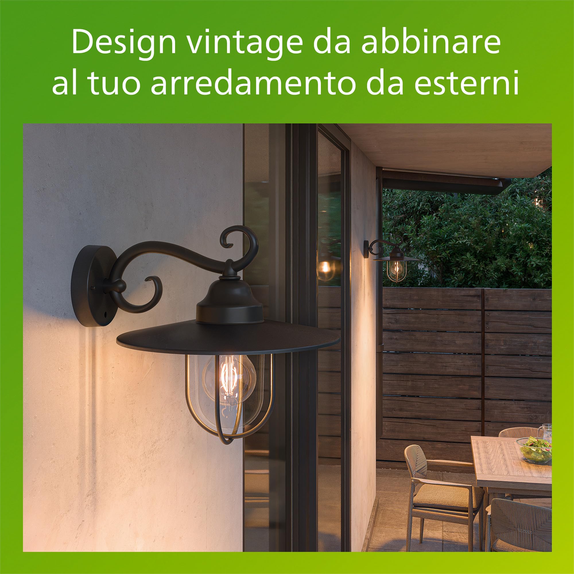 Philips Pasture Applique LED, Lampada da Esterno, Resistente a Intemperie IP44, Durevole, Alluminio, Design Classico, Nero, Lampadina E27 Venduta Separatamente