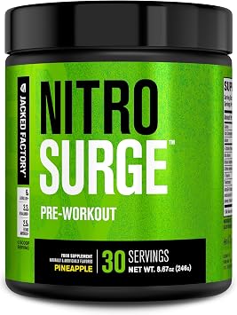 Nitrosurge Pre Workout Powder - 6g L-Citrulline, 3.2g Beta Alanine, 2.5g Betaine Anhydrous, 360mg Caffeine Anhydrous - 30 Servings, Pineapple