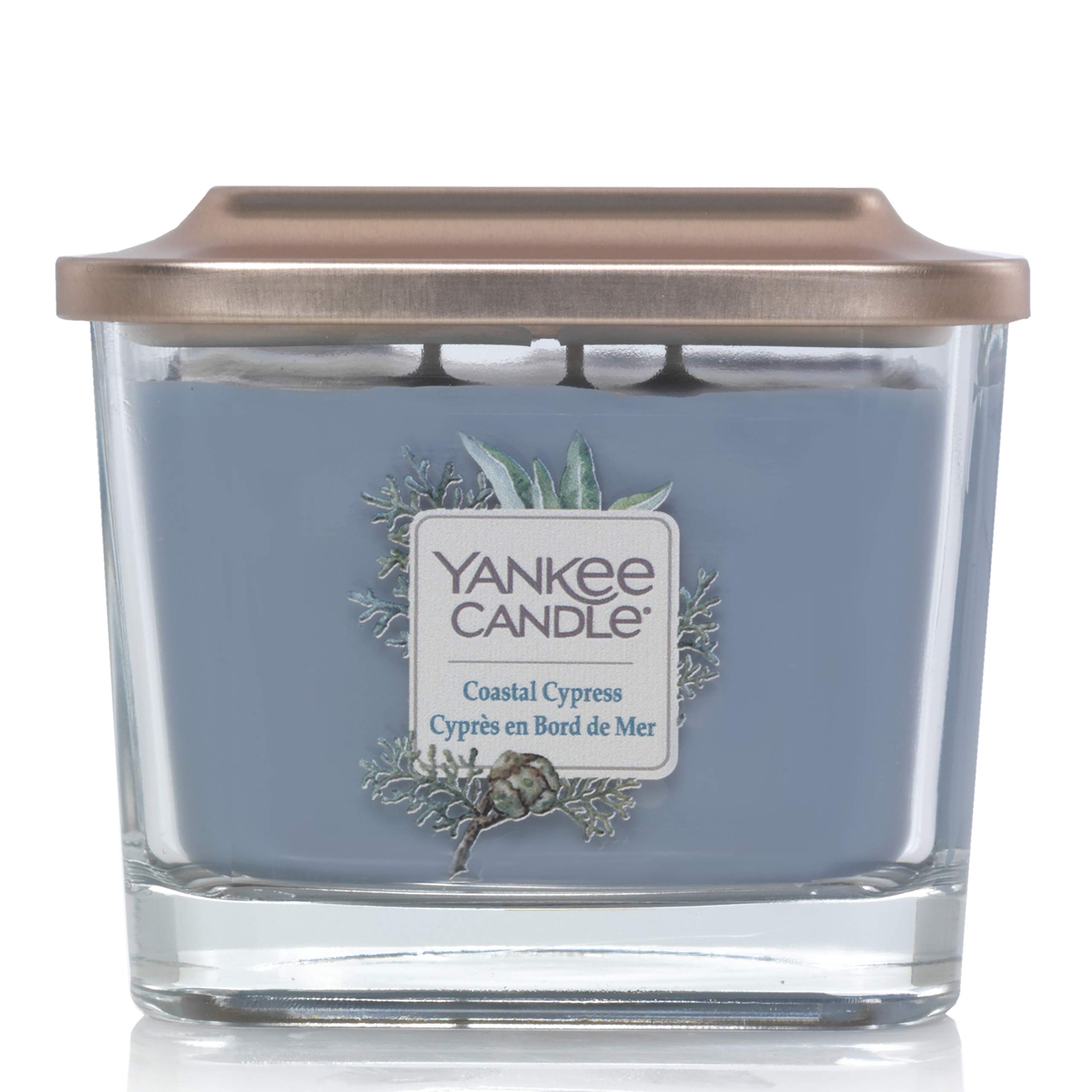 Yankee Candle Elevation Kollektion mit Plattformdeckel Mittlere 3-Docht-Quadratkerze, Coastal Cypress