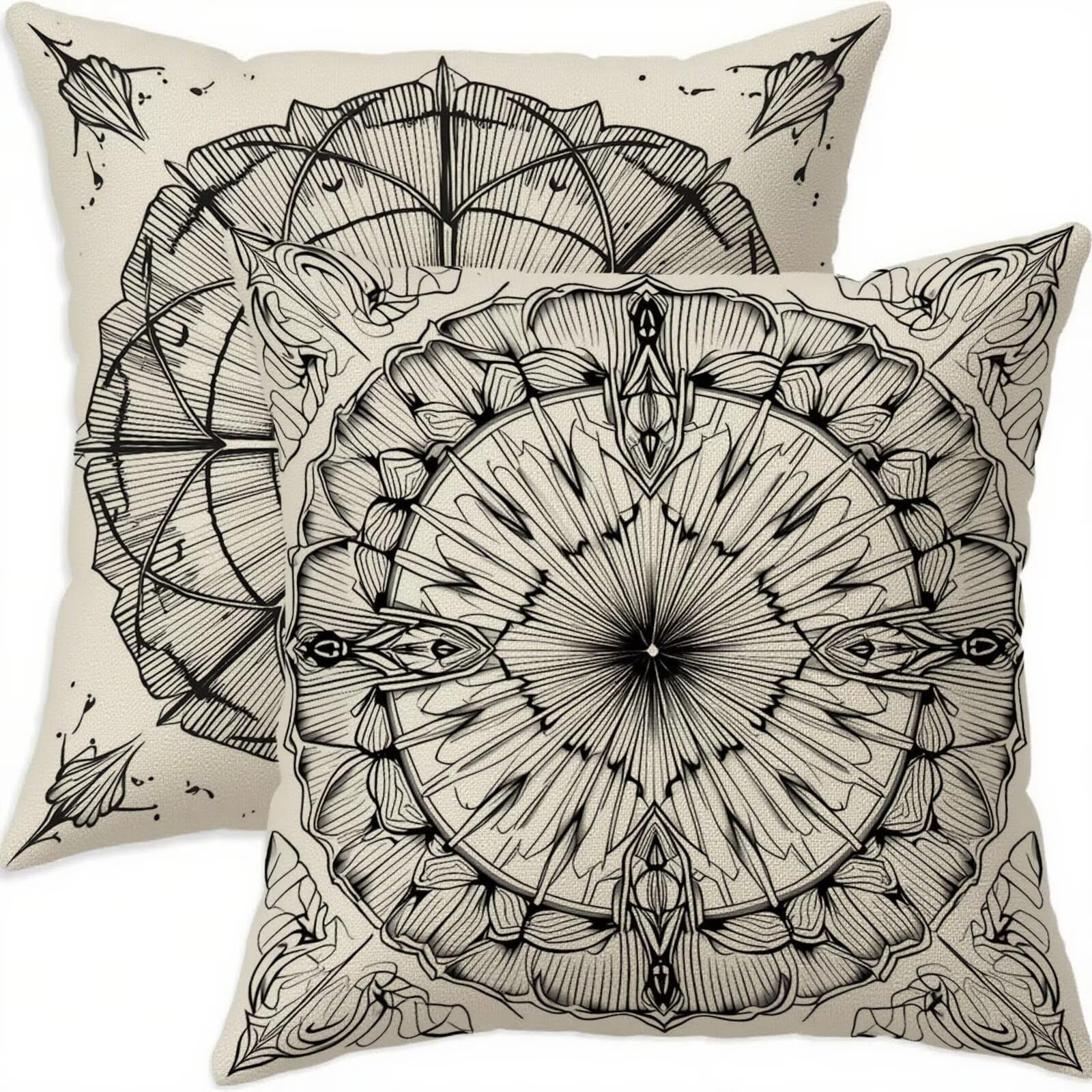 Coussin de salon imperméable motif noir et blanc pour canapé et chambre