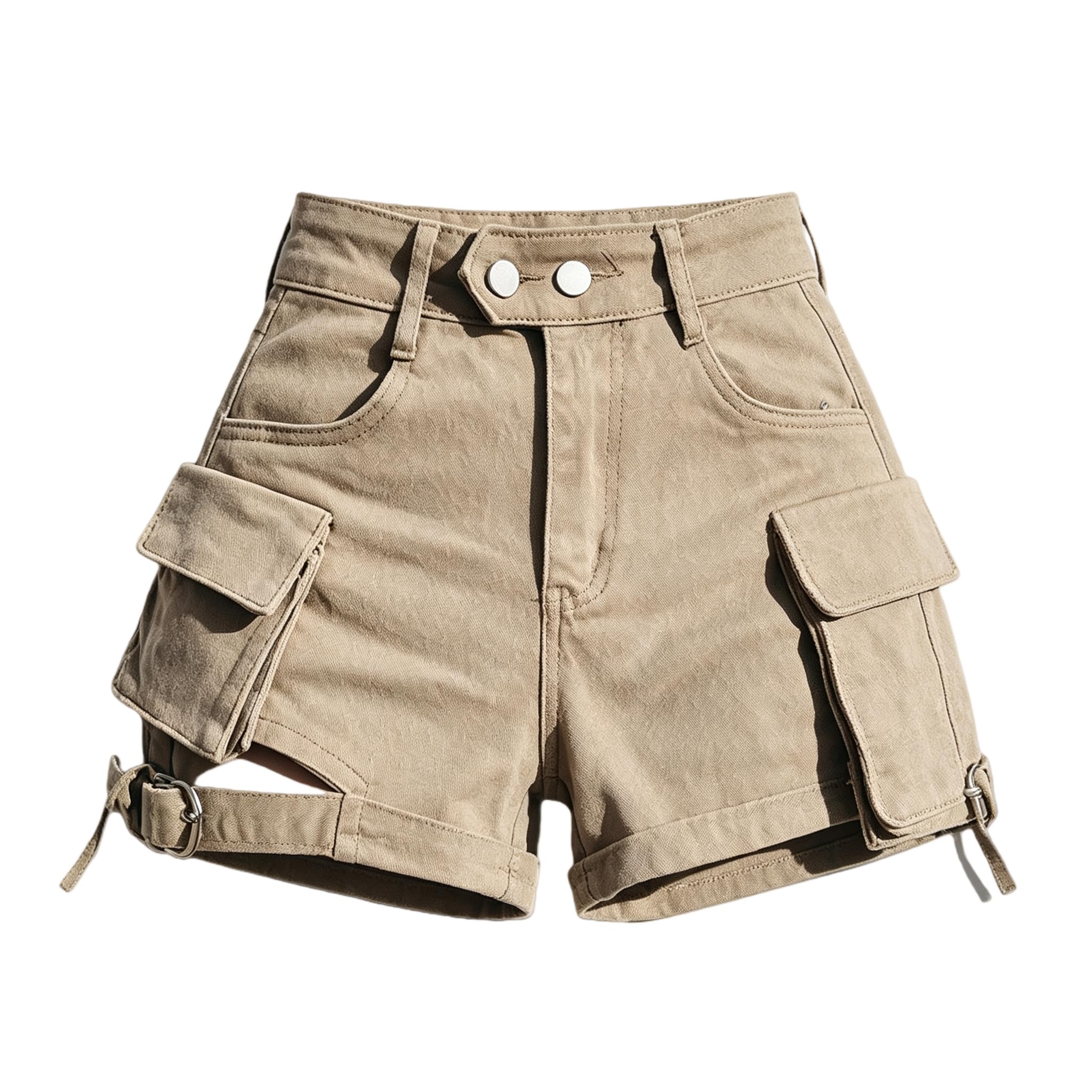 Shorts Jeans Donna Alta Vita Cargo Khaki Chic Tasche Sexy Abbigliamento Estivo Donne Denim Shorts-Black-s