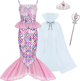 Mermaid Costume for Girls, Princess Dress Up Outfit for Halloween