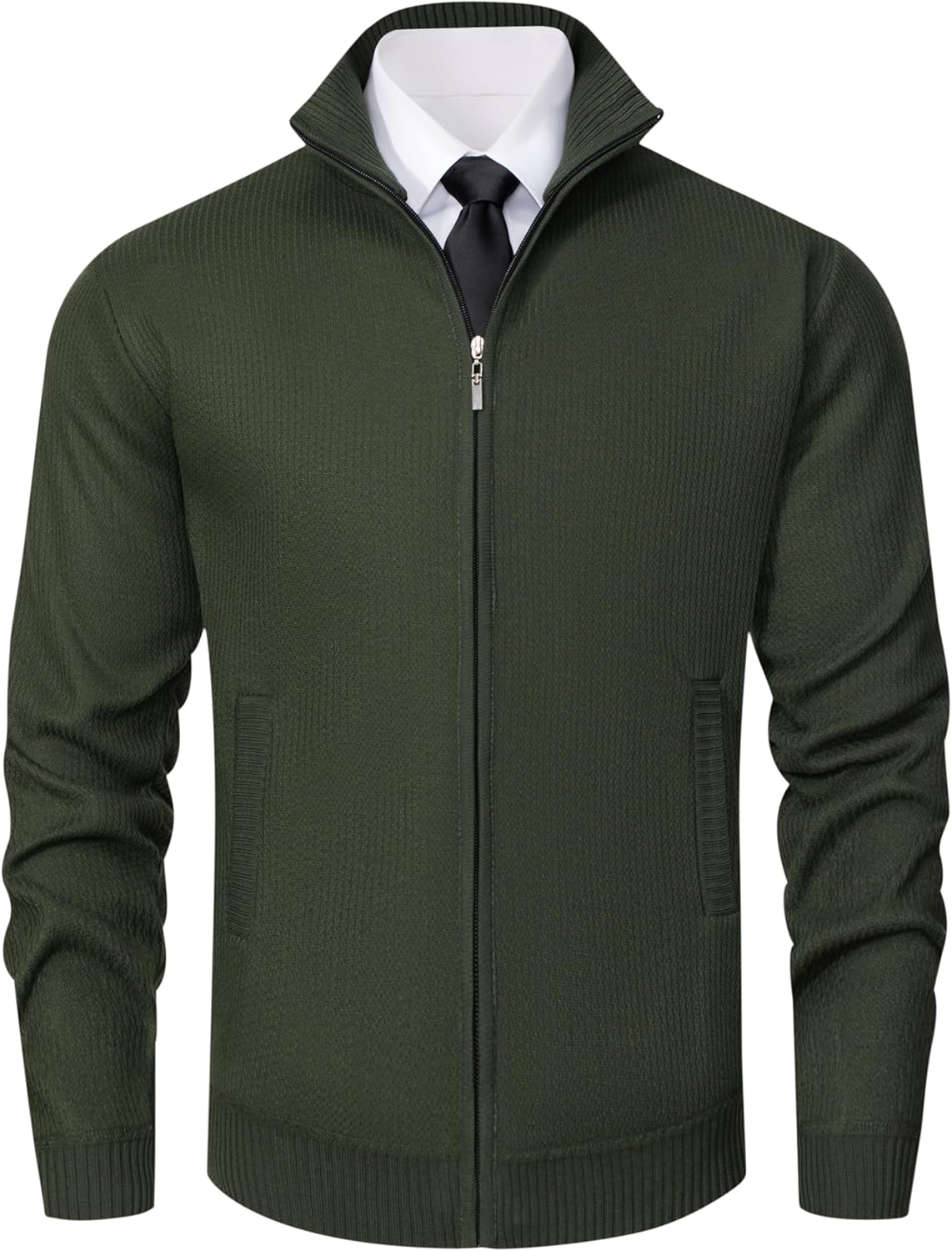 Vcansion Men's Cardigan Sweaters Classic Full Zip Knitted Cardigan Sweater with Pockets