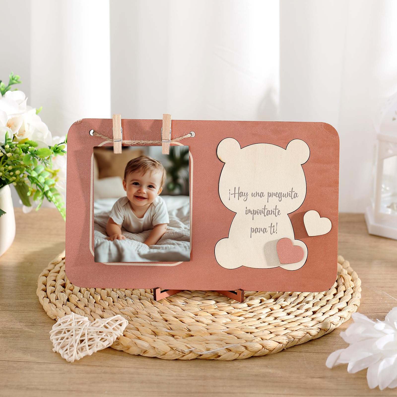 BBTO Quieres Ser Mi Madrina Regalo Madrina Bautizo, Marco de Fotos 24 x 15 cm con Bolsa de Embalaje, Regalo Sorpresa para Anuncio Bautizo, Nacimiento Bebé, Confirmación, Cumpleaños, Navidad