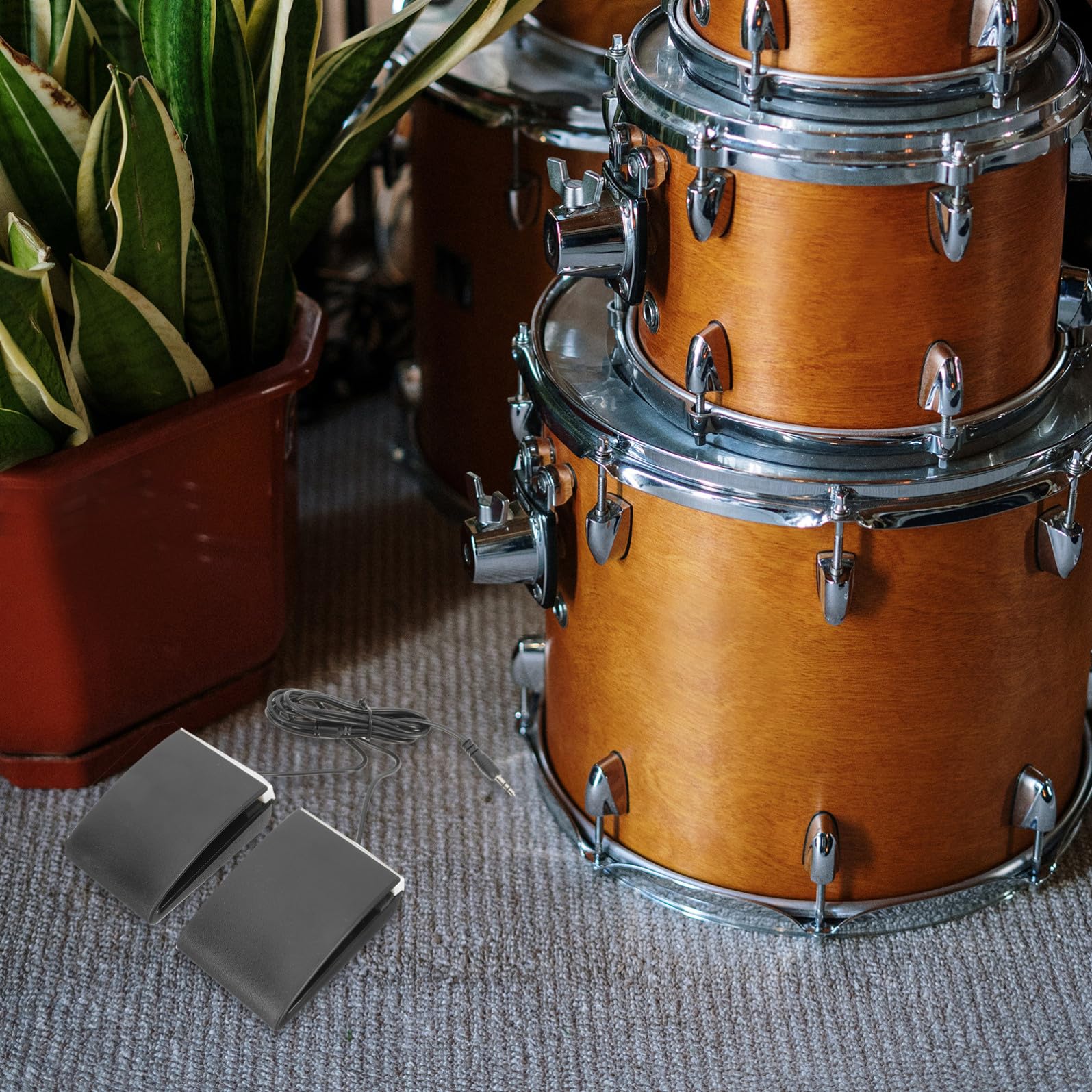 VICASKY Pedale Doppio per Batteria Elettronica Effetto Sustain Continuo, Resistente Agli Urti, Realizzato in Abs Nero Design Creativo, per Uso Musicale Professionale