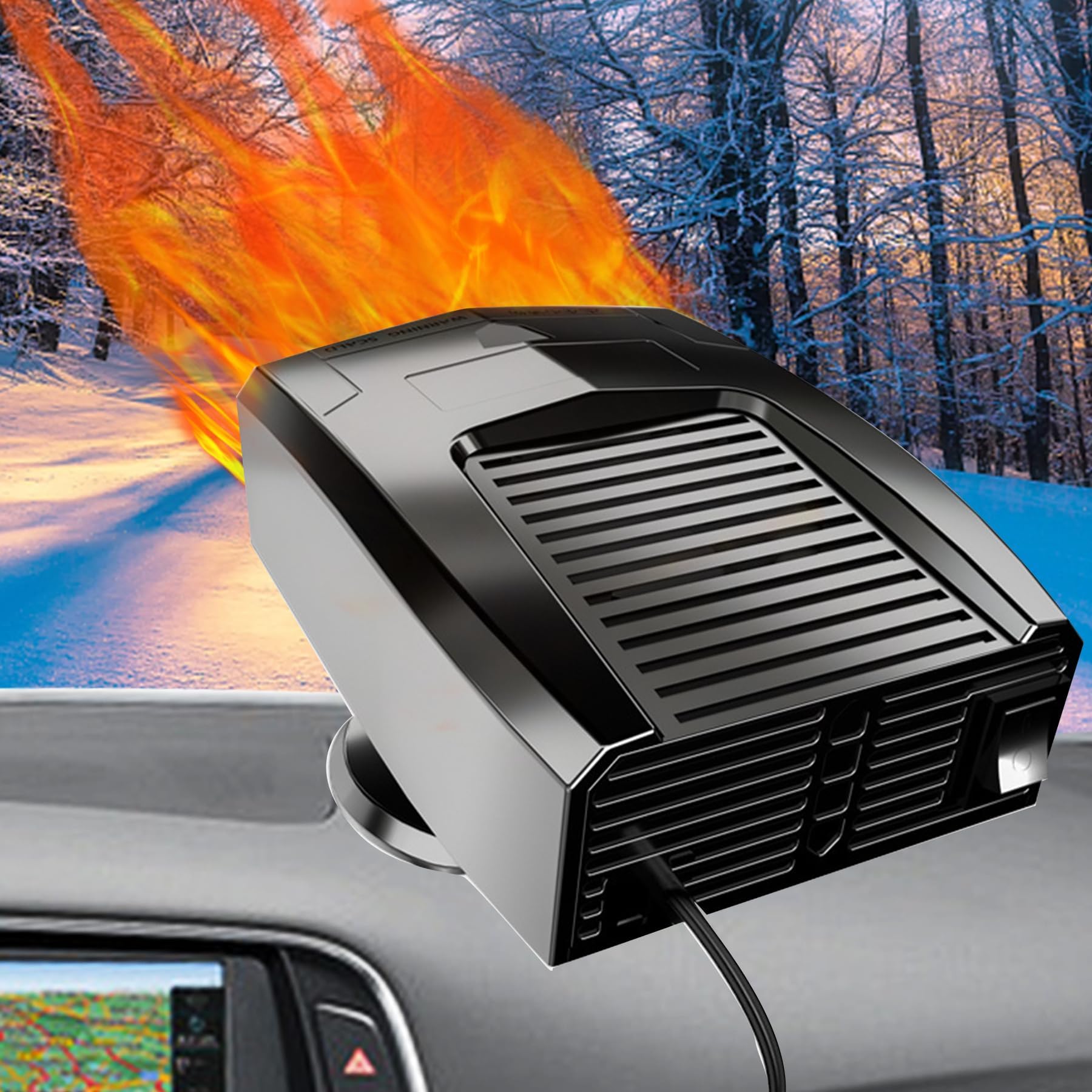 Chauffage de Voiture Portable 12V à Brancher sur l'allume-Cigare, dégivreur de Pare-Brise 2 en 1 Chauffage Rapide pour Voiture