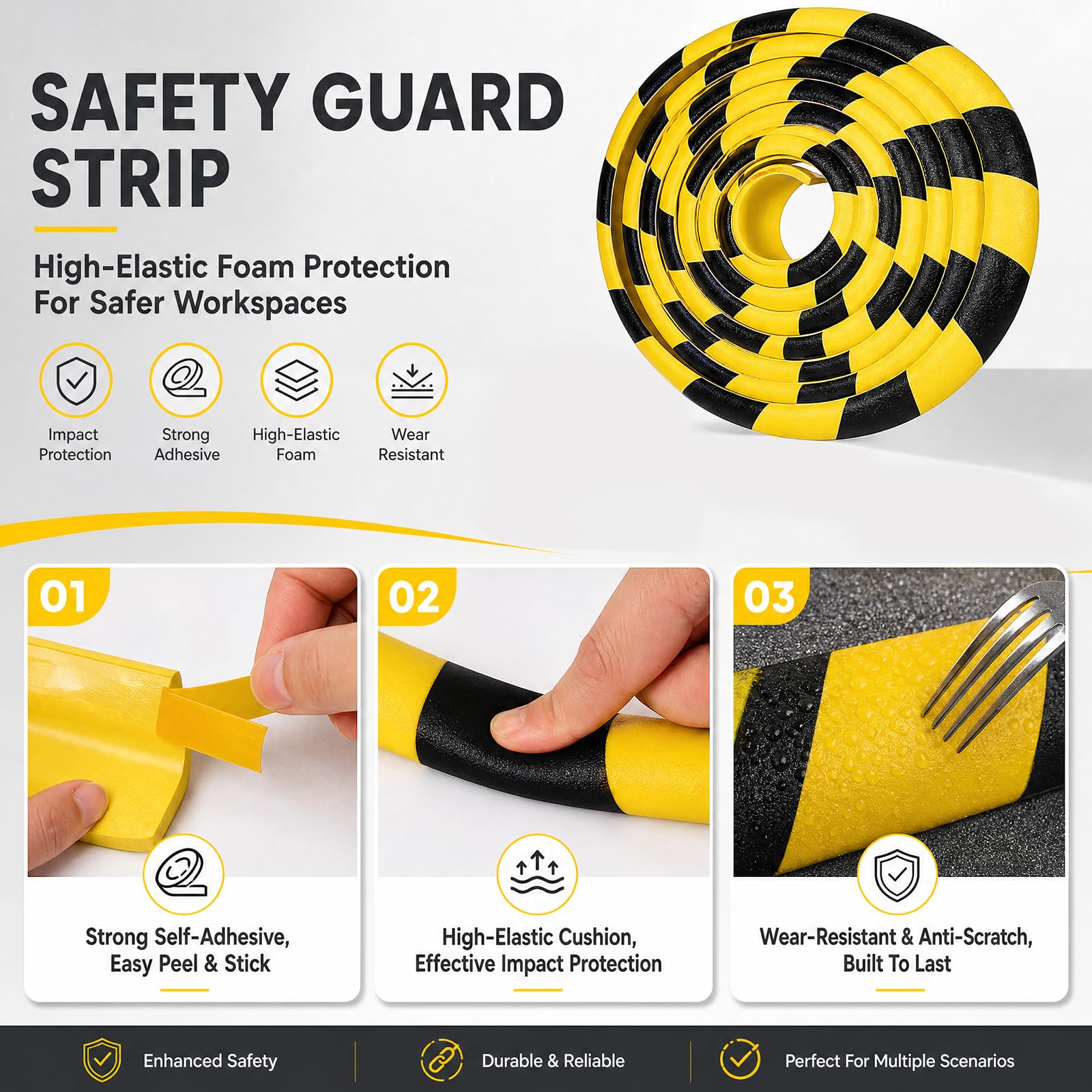CEWROM Protector de esquinas (5 m, forma de L, autoadhesivo, poliuretano