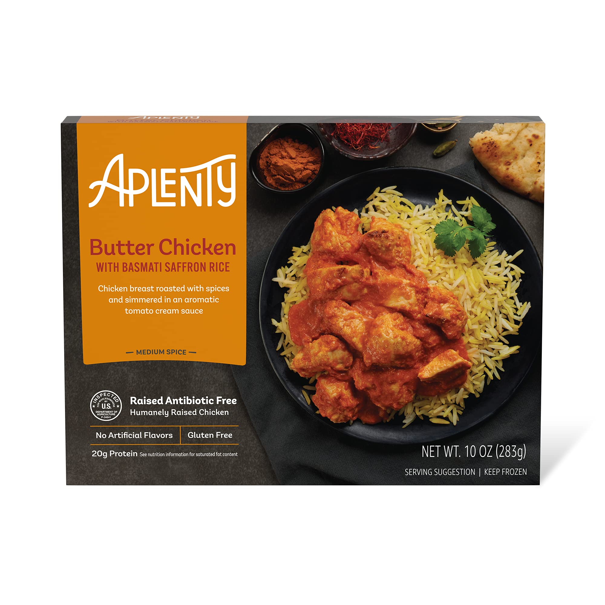 Amazon Brand, Aplenty Butter Chicken with Basmati Saffron Rice, 10 Oz