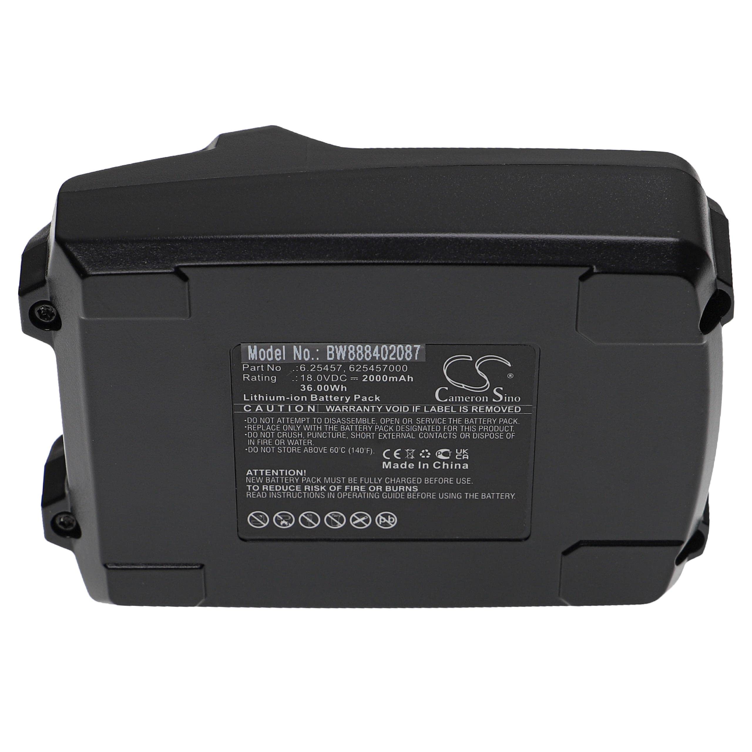 vhbw Batterie Compatible avec Metabo GA 18 LTX G, GB 18 LTX BL Q I, GA 18 LTX G 600639850, GPA 18 Outil électrique (2000 mAh, Li-ION, 18 V)