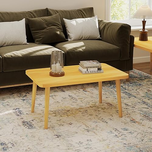 Miniatura 2 de Mesa de centro cuadrada baja con 4 patas resistentes de madera maciza, escritorio para sentarse en el suelo, almacenamiento y muebles de sala de