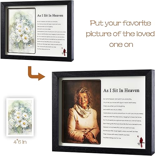 Miniatura 3 de WOODEXPE Caja de sombra conmemorativa LED para regalo de condolencias, marco de fotos conmemorativo para la pérdida de un ser querido, fotos de 4 x