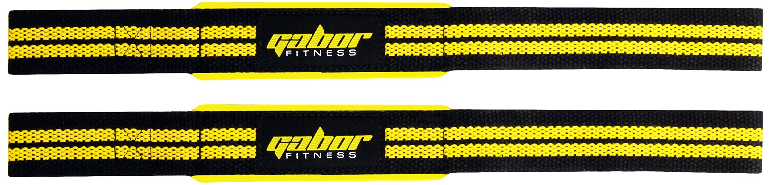 Heavy Duty Work Out Weightlifting Straps, Black/Yellow