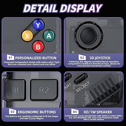 Miniatura 4 de M19 - Consola de juegos retro 256G, consola de mano emulador con 40000 juegos retro incorporados, 25 emuladores, sistema EmuELEC, pantalla LCD HD de