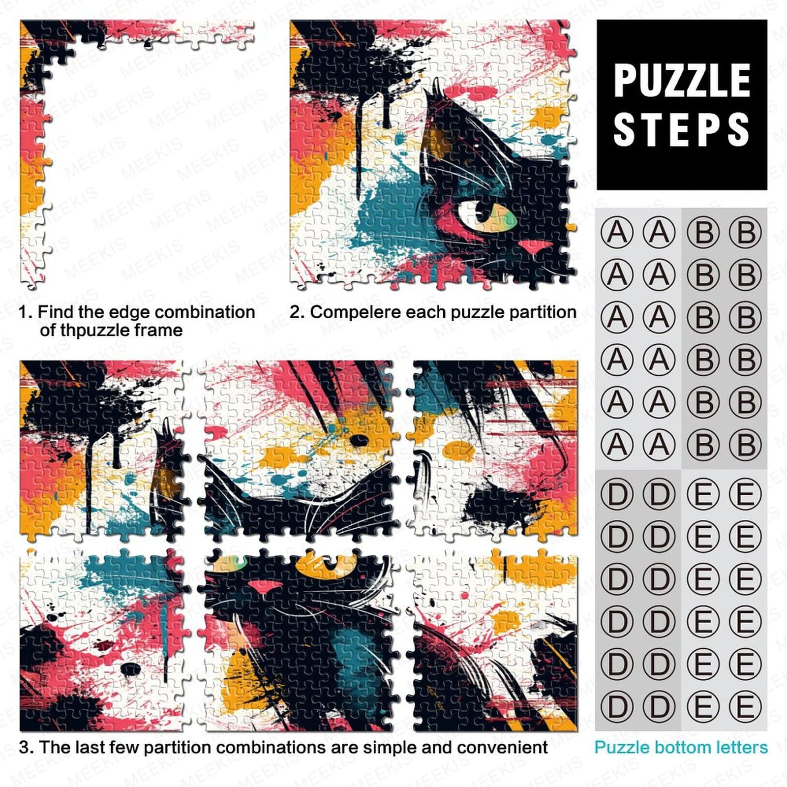 Cute Cat Educa Adult 1000 Puzzle 1000 Cartoon Puzzle Edukacja Oryginalne Puzzle dla dorosłych i młodych miłośników puzzli 1000 sztuk (75 x 50 cm)