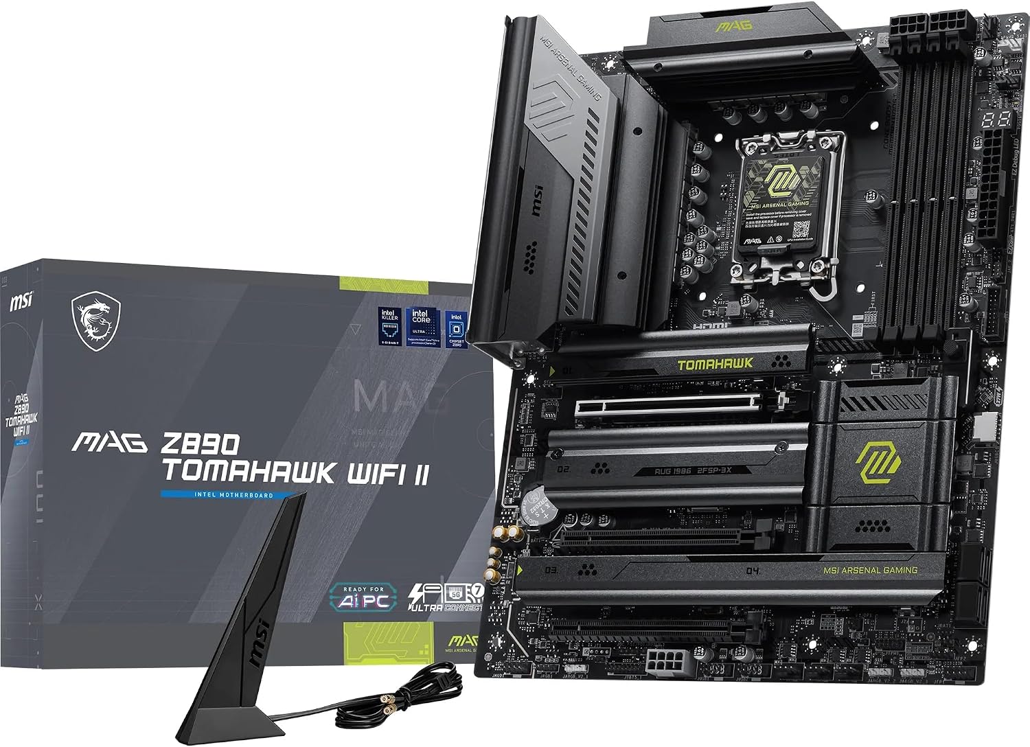 MAG Z890 Tomahawk WiFi II Motherboard, ATX - Supports Intel Core Ultra Processors (Series 2), LGA 1851 - DDR5 Memory Boost 4 x DDR5 (9200+ MT/s OC), 1 x PCIe 5.0 x16, 1 x M.2 Gen5, 5G LAN, Wi-Fi 7