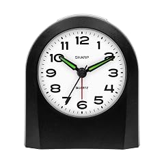 Sharp Small Battery Operated Analog Alarm Clock Silent No Ticking Lighted on Demand and Snooze Beep Sounds Gentle