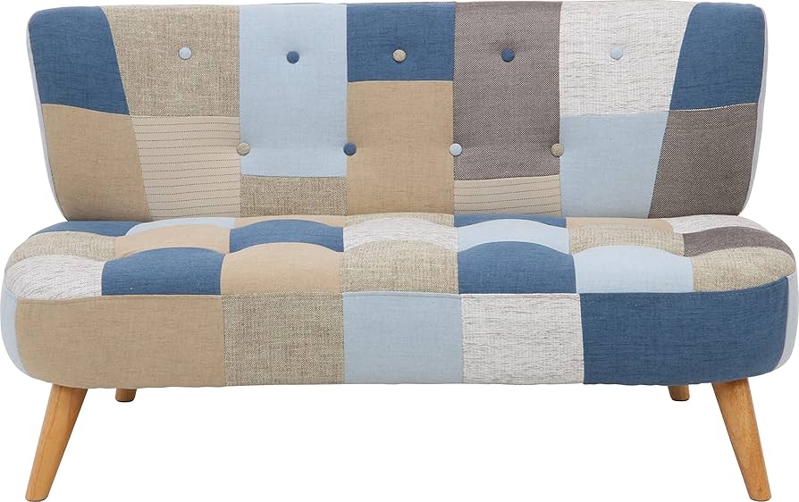 Amazon｜不二貿易 ソファ 2人掛け 幅123×奥行67×高さ68cm パッチワーク