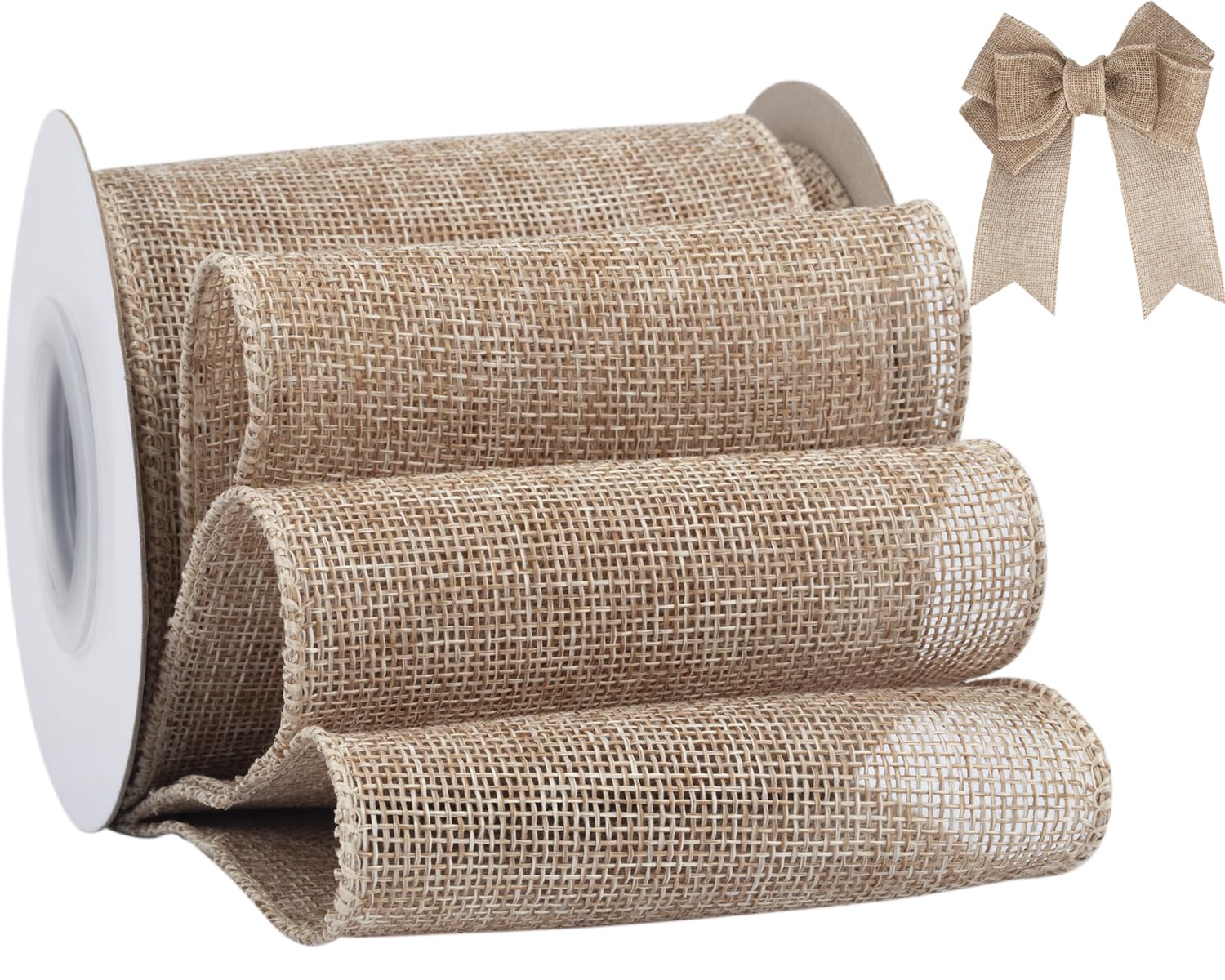 Tekdeere Burlap Ribbon 100mm x 9 Meters, Natural Wired Ribbon for Crafts, Gift Wrapping, Wreaths, Bows, Tree Decoration and Outdoor Decoration