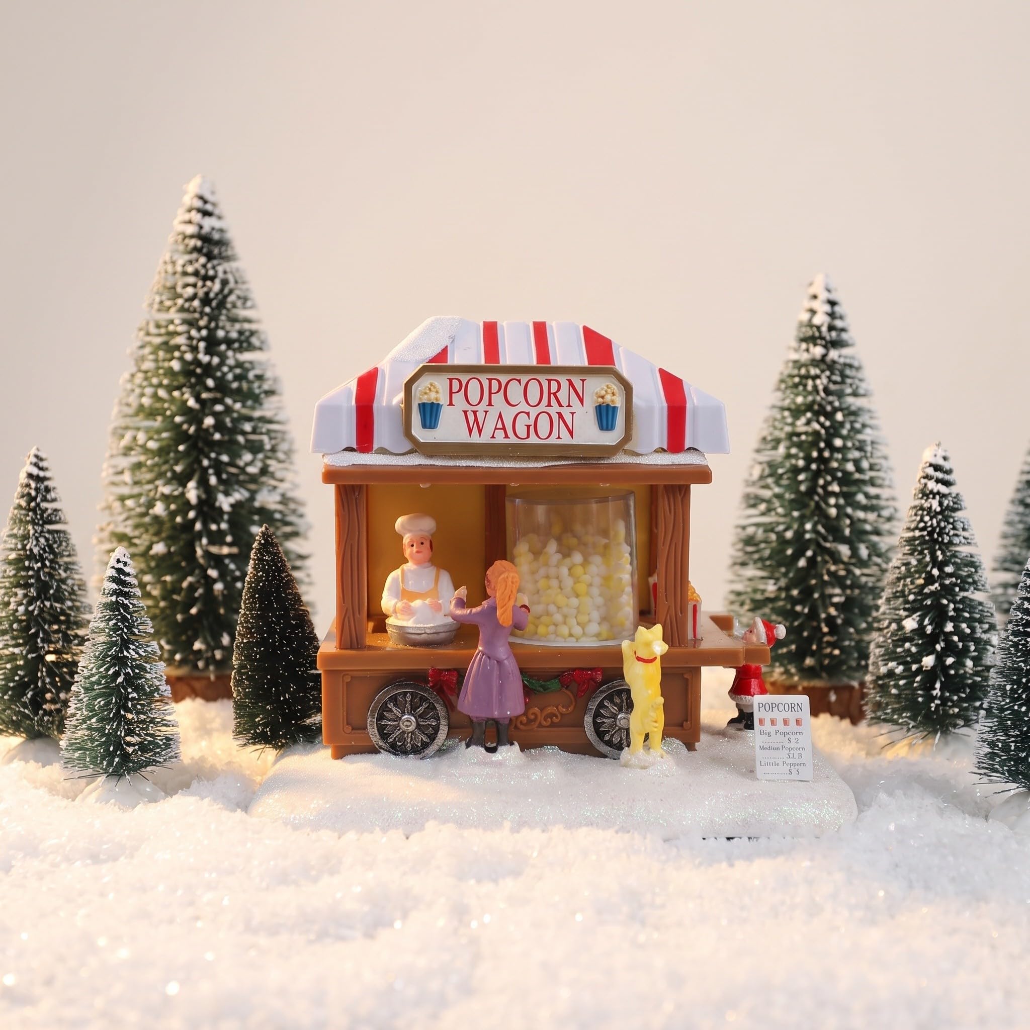 Didiseaon Casas de Pueblo navideño, Carrito de Palomitas de maíz con Luces
