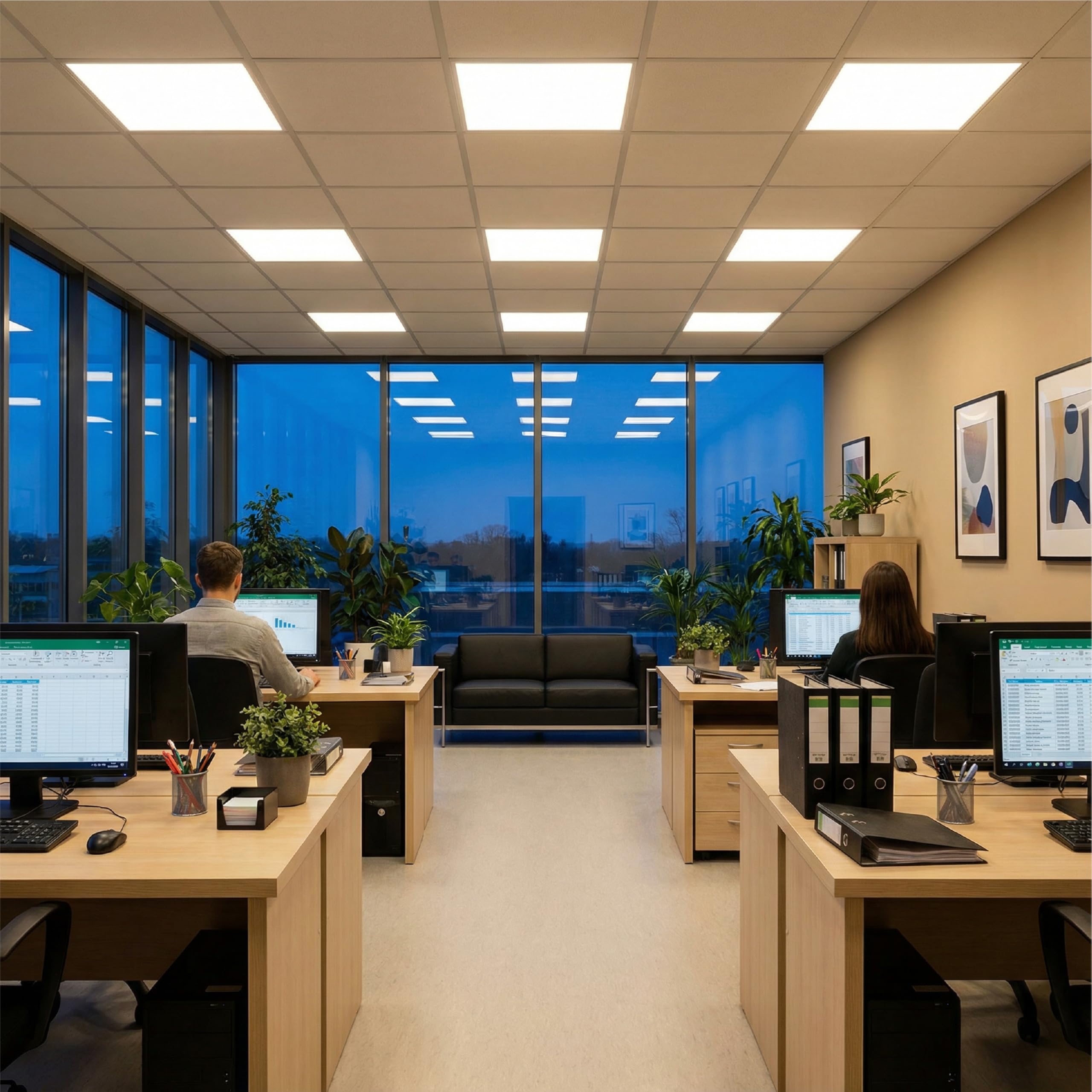 Proventa 30W LED Panel 62x62 cm (5er Set) – UGR<19 BAP-konform & 4.500 Lumen (150lm/W) – Marken-Netzteil & 100.000h – Flimmerfreie Rasterleuchte Neutralweiß 4000K