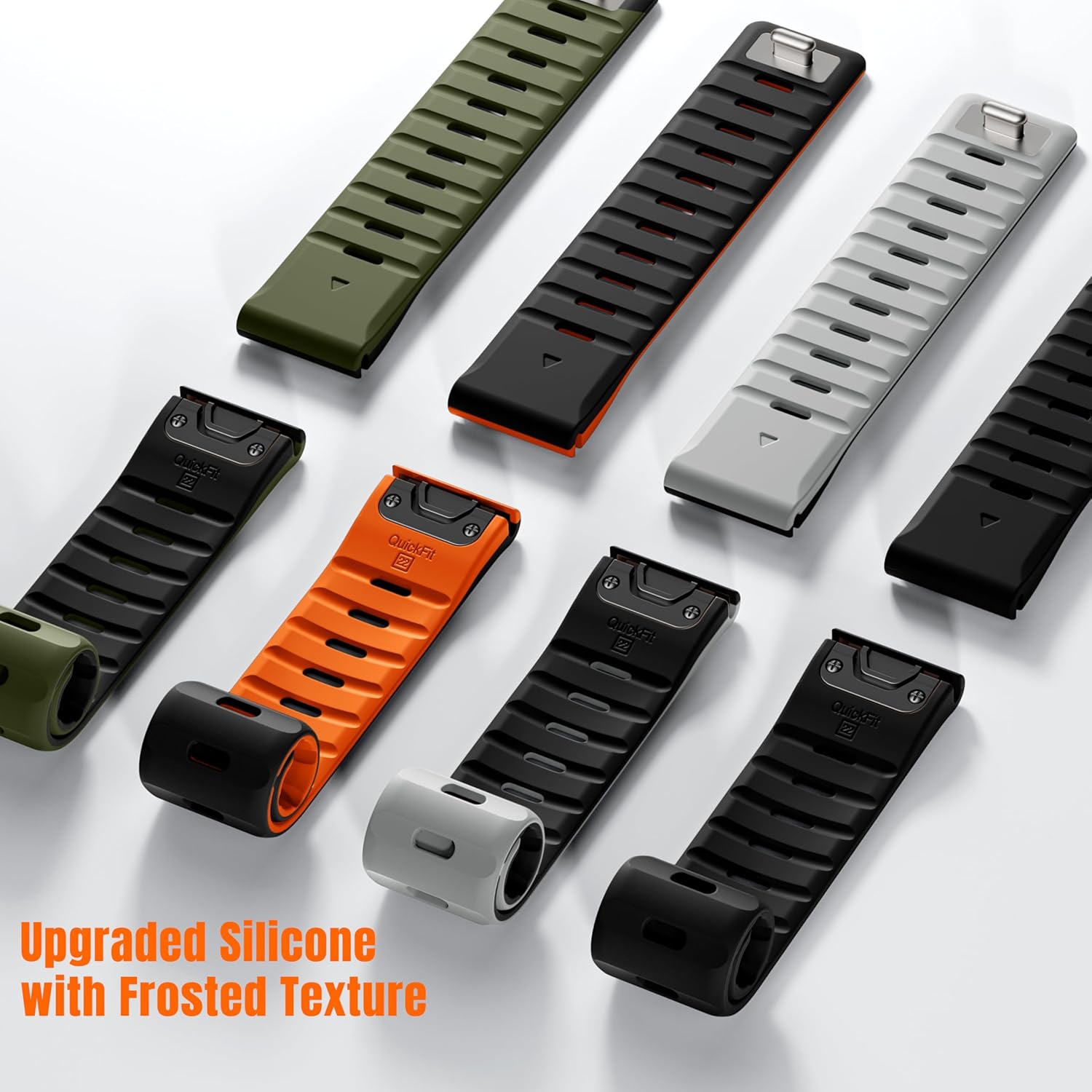 Bandletic Compatible with Garmin Instinct Watch Bands - Magnetic Silicone Rugged Sport Strap Quick Fit 22mm Watch Band for Fenix E/8/7/6/5/Forerunner 965/955/945/935/745/Epix 2/Approach S70/S62/S60 - Image 8