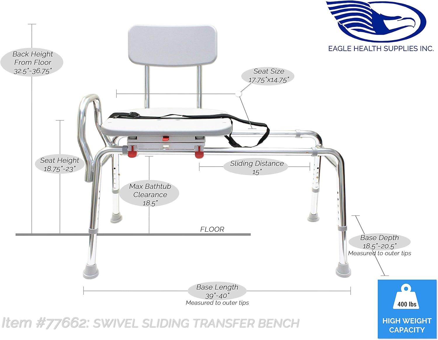 🛒 Flаѕh Sаlе Swiveling and Sliding Bathtub Transfer Bench and Shower Chair (Reg) (77662). Swiveling and Sliding system, Multiple Safety Features, Tool-Less Assembly, Height Adjustable and High Weight Capacity.
