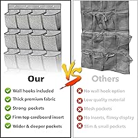 Vista 6 de homyfort Paquete de 2 organizadores de zapatos para colgar sobre la puerta, estante colgante de almacenamiento de zapatos con 48 bolsillos grandes