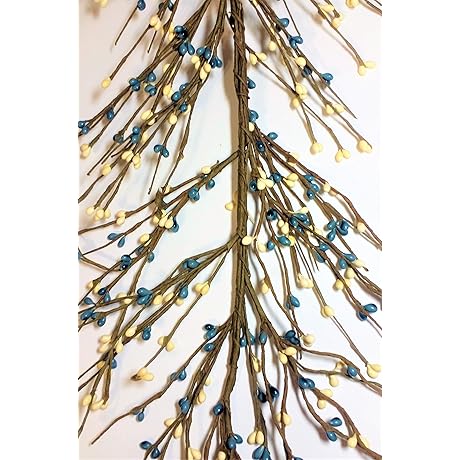 Primitive Pip Berry Garland in Country Blue and Cream (AR1956C-12)