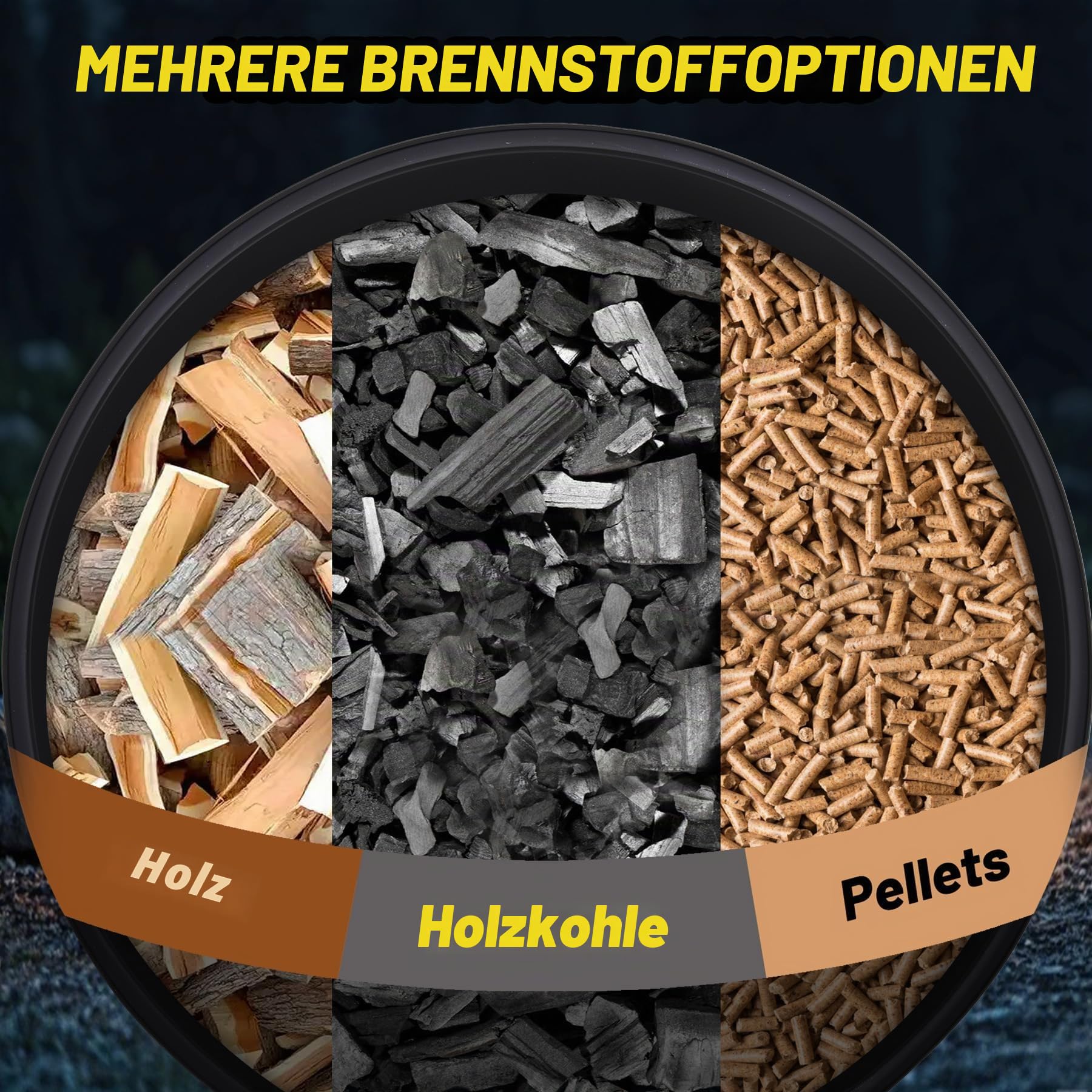 Feuerschale mit Grillrost, Ø60cm Feuerkorb mit Funkenschutz, Groß Feuertonne für den Garten mit Schürhaken & Tragetasche, Solide Holz & Kohle Feuerstelle inkl. für Outdoor BBQ Heizung 66x66x60cm