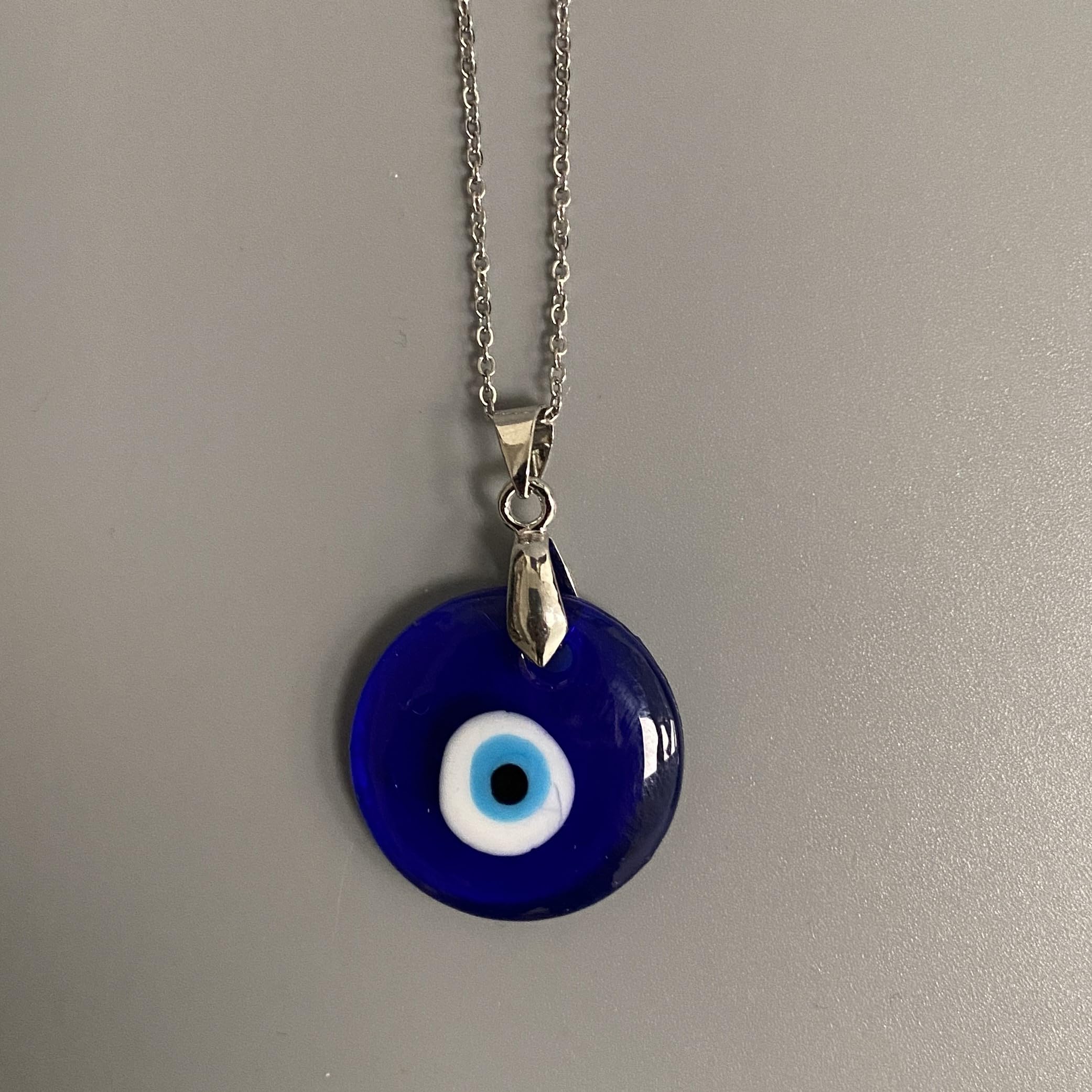 VIE Evil Eye Pendant, Silver Chain, Round
