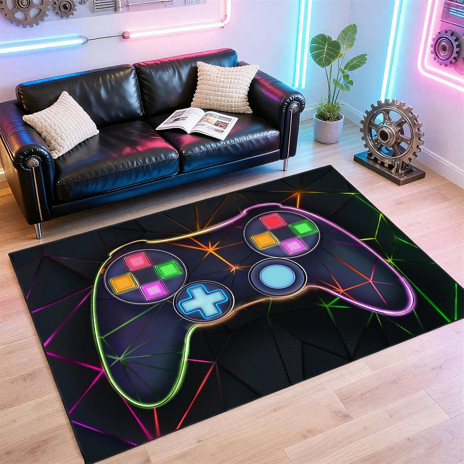 Gamer Rug for Room,3'x5' Non-Slip Gaming Rugs for Bedroom Livingroom Game Room Decor