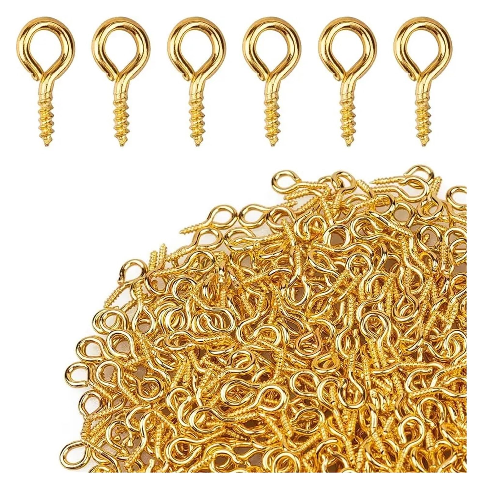 Wkręcane haczyki 300 szt. Oczka gwintowane zatrzaski ze stali nierdzewnej haczyki półprodukty do biżuterii do robienia majsterkowania(Gold,8mm)
