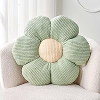Kcvvcr Soft Sage Green Daisy Flower Throw Pillow 14.9" Plush Floor Seat Cushion - Cute Aesthetic Decor for Bed, Sofa, Bedroom