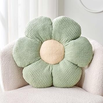 Kcvvcr Flower Throw Pillow, Soft Sage Green 14.9 Inch Shape Floor Pillow for Home Decor, Cute Aesthetic Plush Decorative Pillow for Bed,Sofa,Sofa