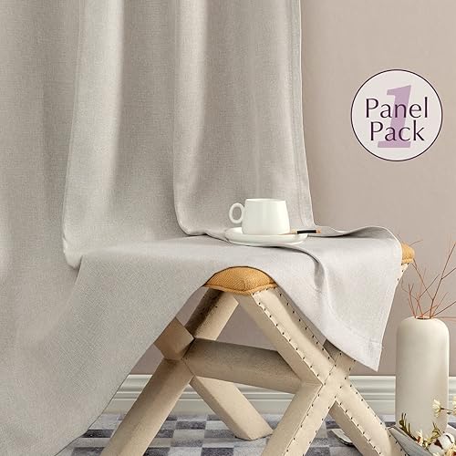 Miniatura 5 de jinchan - Cortina oscurecedora con textura de lino, de 72pulgadas de largo, con aislamiento térmico y ojales, para sala de estar y dormitorio,