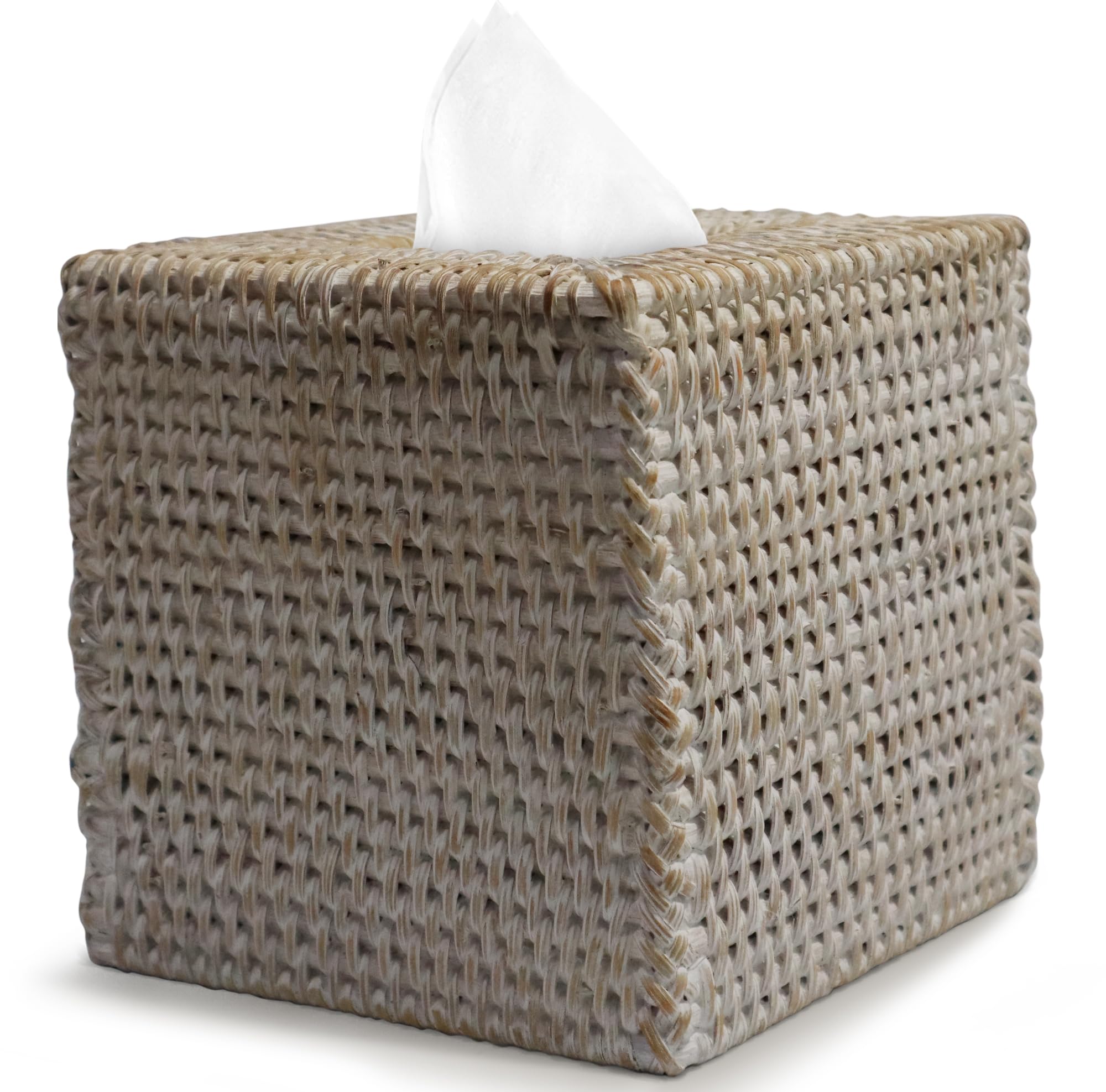 Quadratische Rattan-Tücherbox Abdeckung 14,5cm - Handgewebt Für Taschentücher & Toilettenpapier