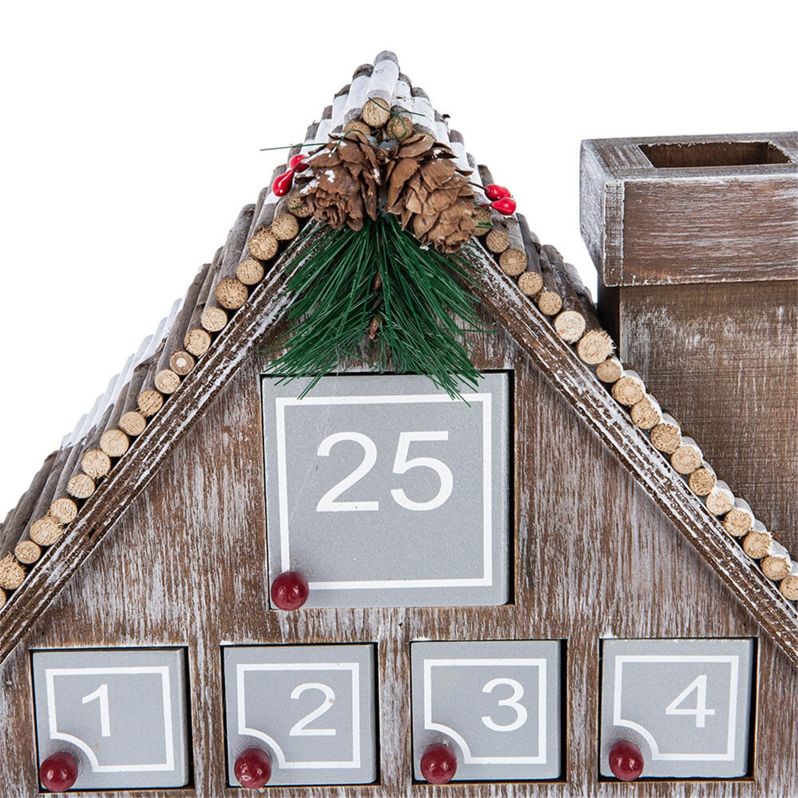 25 Tage Weihnachten Adventskalender Ornament für Weihnachten Urlaub Dekoration Adventskalender Holz Kalender mit 25 Geschenkkoffer Holz Countdown Schublade