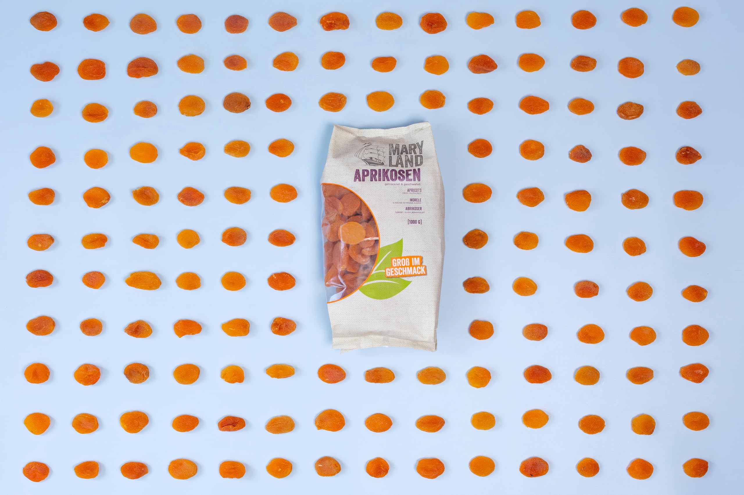 Maryland Aprikosen 1000g Beutel 4er Pack – Aprikosen geschwefelt, vegan, fruchtig süß– Im Vorratspack genießen (4 x 1000g)