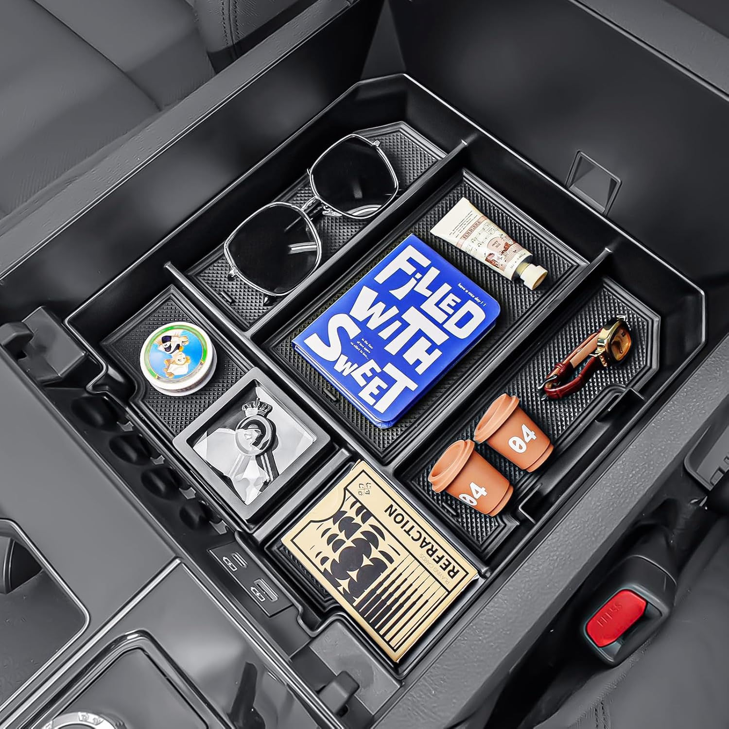 Center Console Organizer Compatible with Toyota Tundra 2022 2023 2024 2025 2026 Accessories & Sequoia 2023 2024 2025 2026 Accessories, Armrest Secondary Storage Box Middle Console Insert Tray