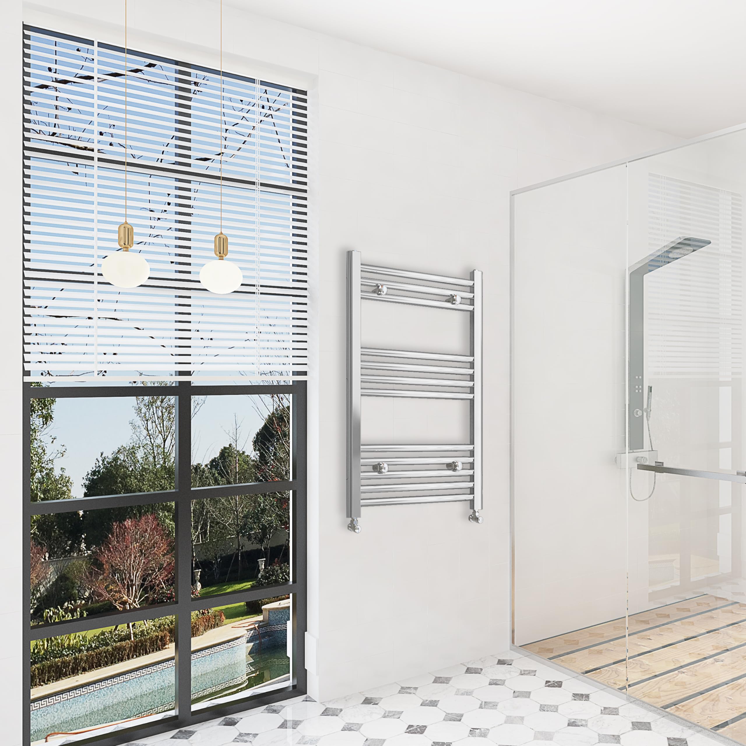 Sky Bathroom Chrome | 770X450mm Straight Heated Towel Rail Radiator Ladder Warmer Radiator