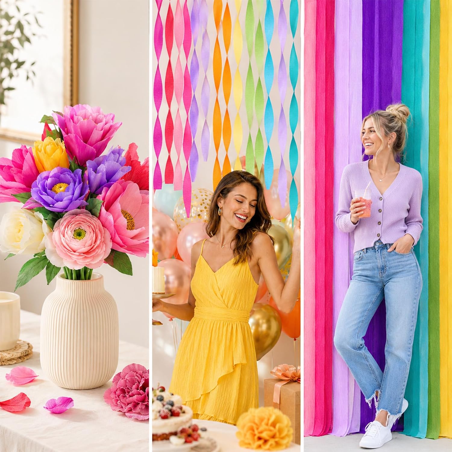 24 Rolls Crepe Paper Sheets 10 X 98 Inch Colorful Crepe Paper Rolls