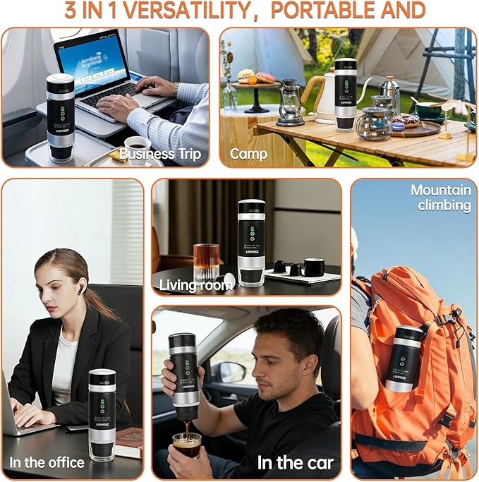 Cafetera Portátil Eléctrica con Batería, 3 en 1 para Café Molido y Cápsulas miniatura 7