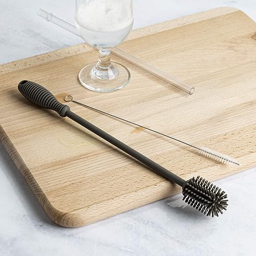 Miniatura 8 de Goodful Juego de 2 cepillos reutilizables para limpieza de botellas y pajitas, limpiador de botellas de silicona sin arañazos y limpiador de pajitas