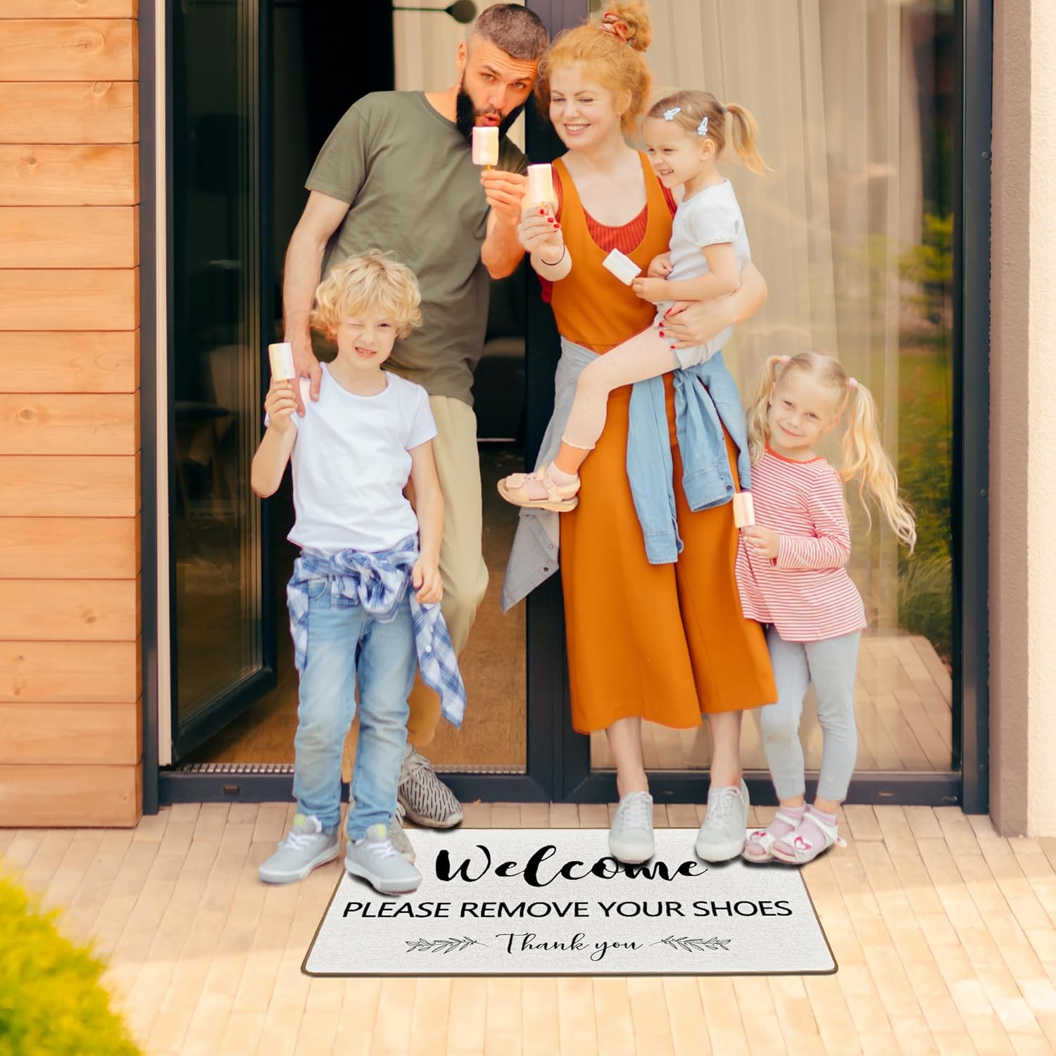Welcome Sign Door Mat, Please Remove Your Shoes Welcome Mats for Front Door, Thank You Take Off Your Shoes Doormats, WelcomeSign Mat Indoor Outdoor FrontDoor Entrance Decor, 17x29 Inch