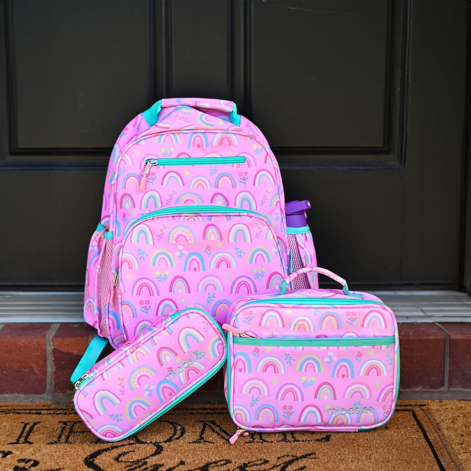 mibasies Kids Lunch Box for Girls Toddler, Insulated and Reusable Lunch Bag for School, Pink Rainbow - Image 8