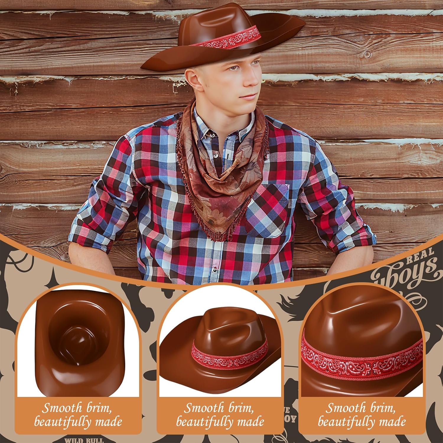 Xtinmee 24 Pcs Cowboy Hats Bulk Adult Cowboy Hats Party Western Hat Costume Accessories Western Rodeo Party Supplies