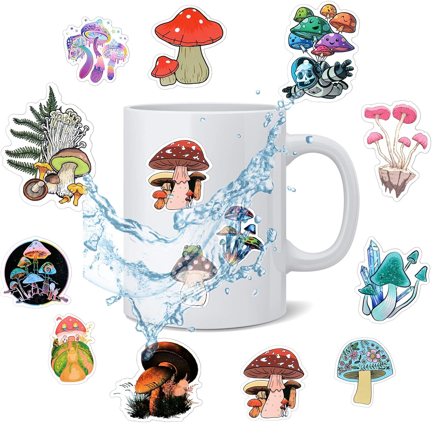 EBANKU 102 PCS Mushroom Stickers,Waterproof Vinyl Stickers for Laptop,Water Bottles,Skateboard,Luggage,Suitcase,Cars,Graffiti Decal Sticker for Kids Teens Girls - Image 5